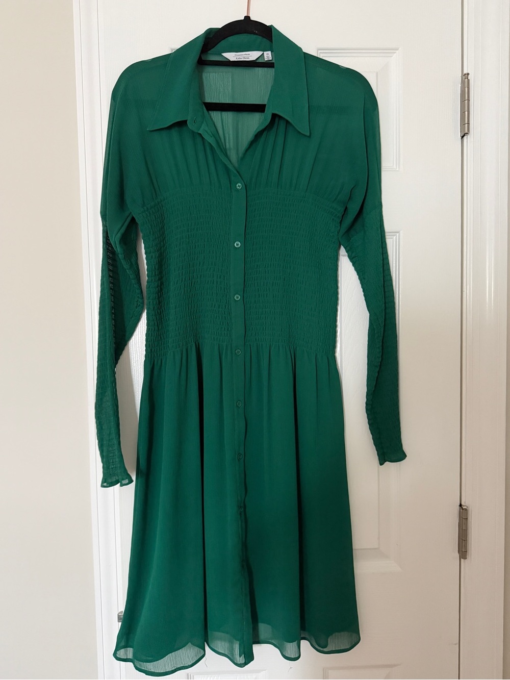 & Other Stories Emerald Green Smocked Shirt Dress - Picture 1 of 2
